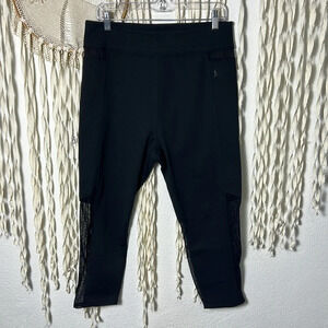 Good American NWT Black Pintuck Mesh Capri Legging Size 5